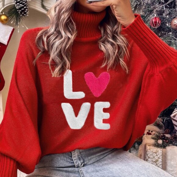 Sweaters - 💕 Valentine's Day LOVE Heart Turtleneck Sweater💕